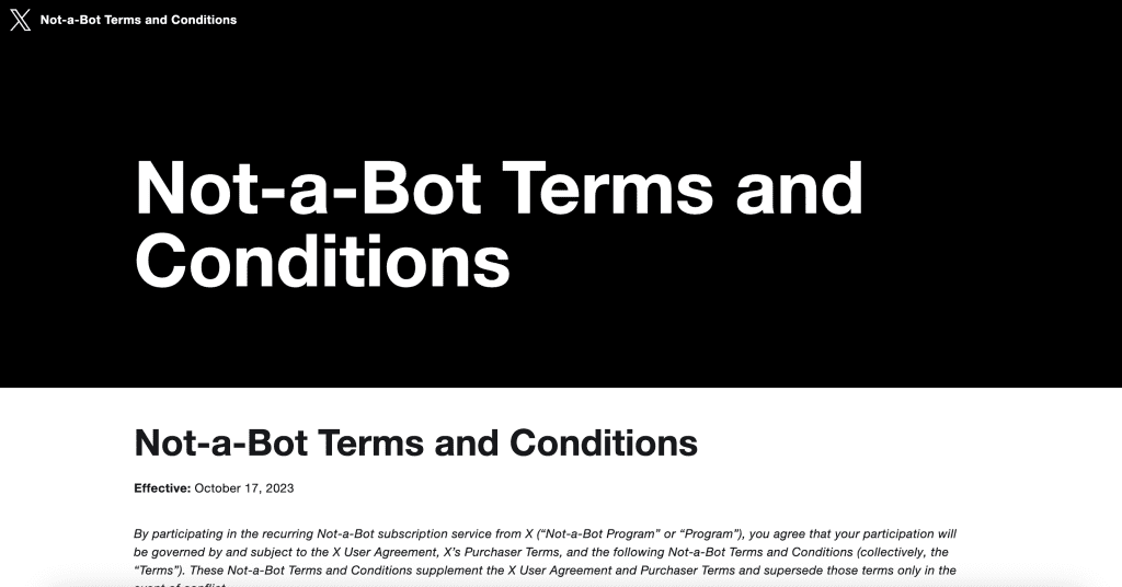 Not-a-Bot Terms and Conditions
